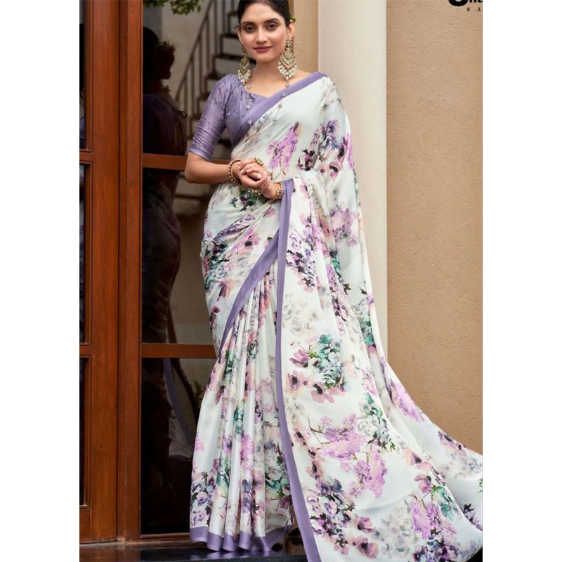Off White Silk Saree With Blouse Piece - JD986586709