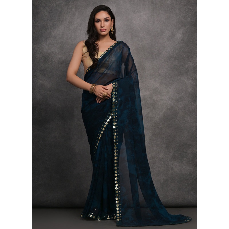 Orange Georgette Saree With Blouse Piece - JD986586672