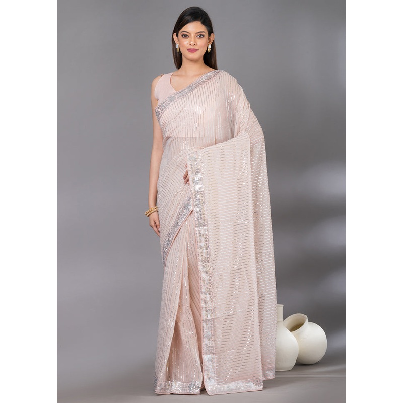 Peach Georgette Saree With Blouse Piece - JD986586598
