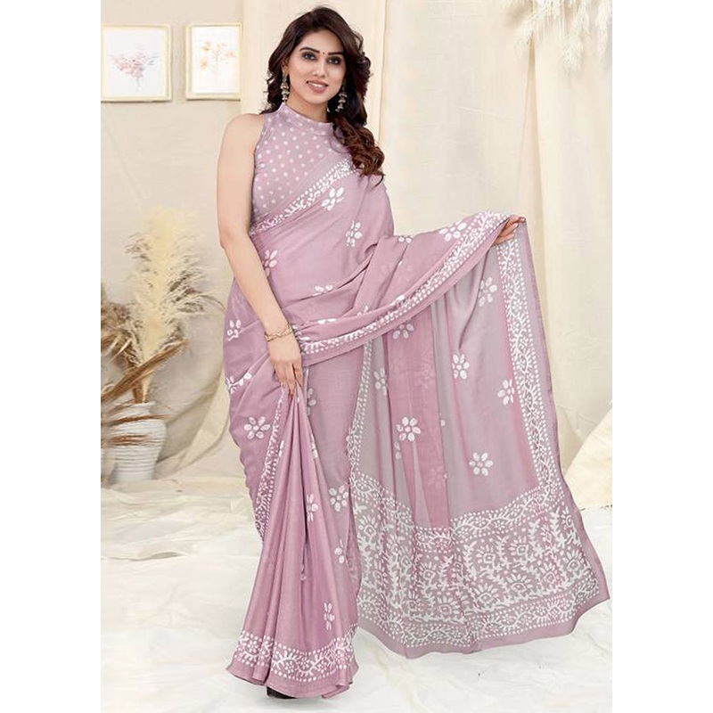 Pink Chiffon Silk Saree With Blouse Piece - JD986586568
