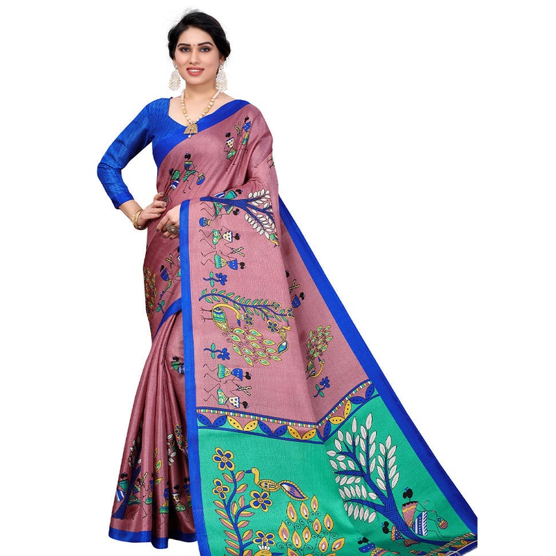 Pink Dupion Silk Saree With Blouse Piece - JD986586527