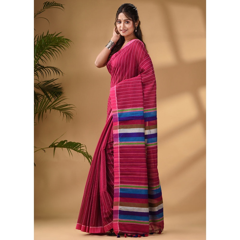 Pink Dupion Silk Saree With Blouse Piece - JD986586536