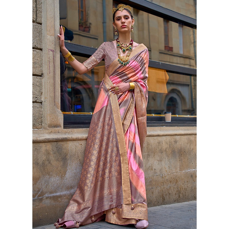 Pink Dupion Silk Saree With Blouse Piece - JD986586538