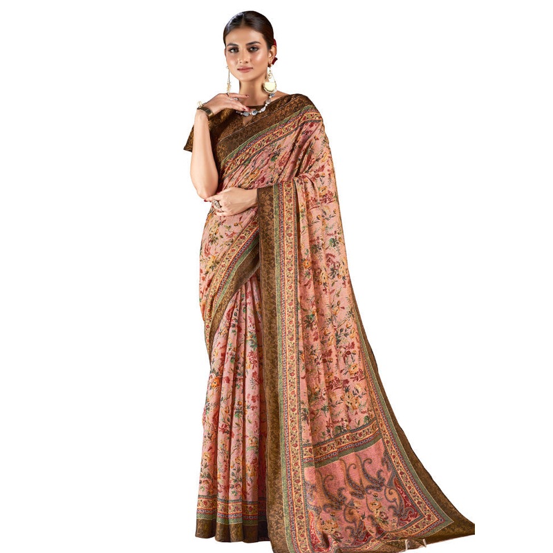 Pink Dupion Silk Saree With Blouse Piece - JD986586545