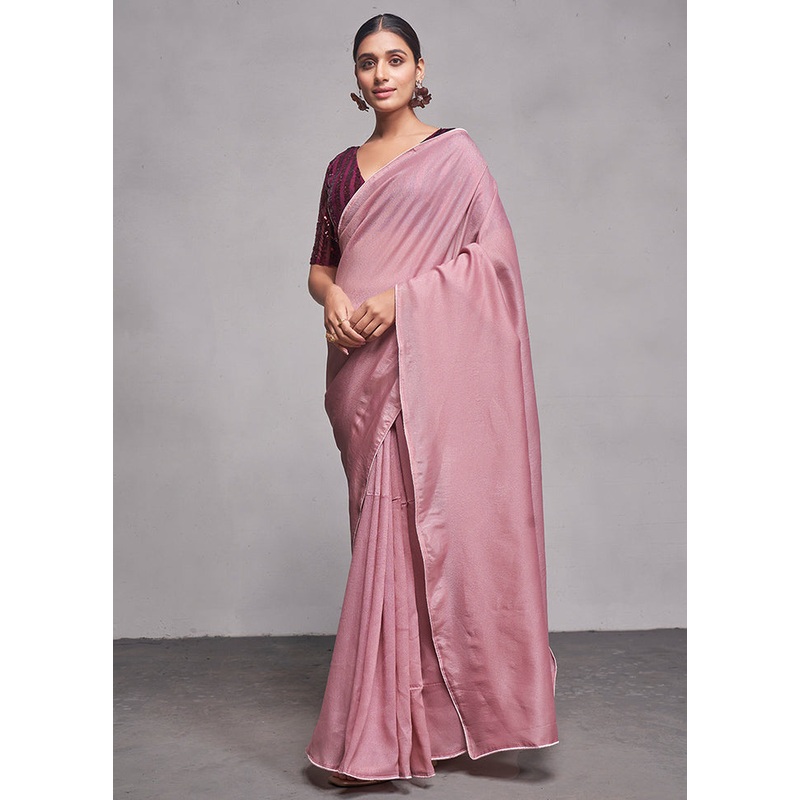 Pink Georgette Saree With Blouse Piece - JD986586507