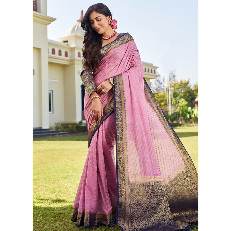 Pink Georgette Saree With Blouse Piece - JD986586511