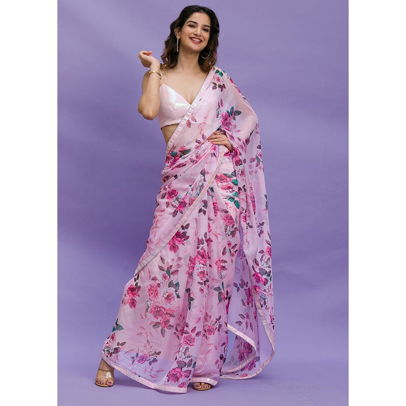 Pink Silk Saree With Blouse Piece - JD986586454