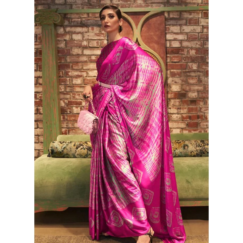Pink Silk Saree With Blouse Piece - JD986586457