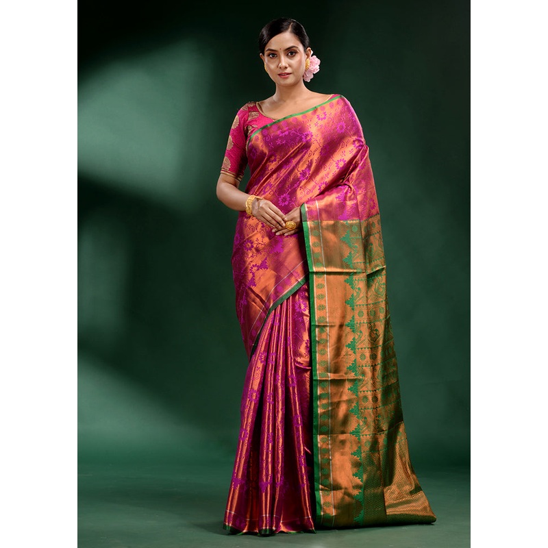 Pink Dupion Silk Saree With Blouse Piece - JD986586276