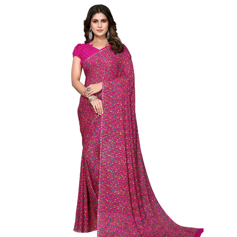 Pink Spun Silk Saree With Blouse Piece - JD986586436