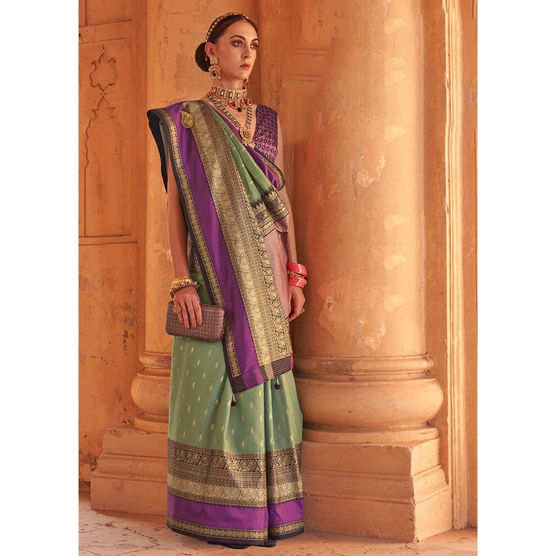 PURPLE Dupion Silk Saree With Blouse Piece - JD986586388