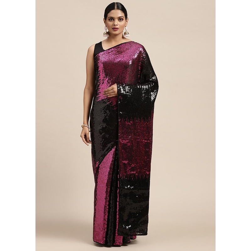 Purple Georgette Saree With Blouse Piece - JD986586376