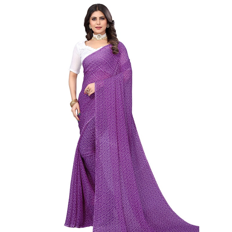 Purple Georgette Saree With Blouse Piece - JD986586377