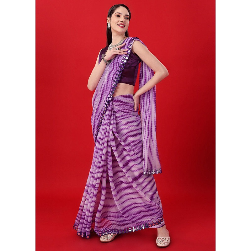 Purple Georgette Saree With Blouse Piece - JD986586380