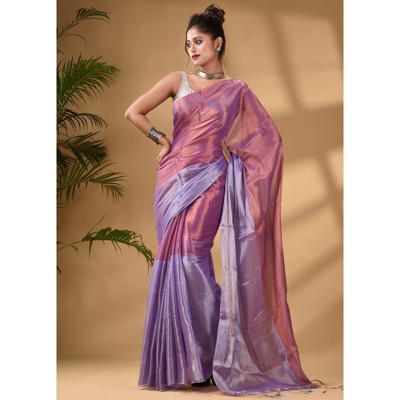 Purple Silk Saree With Blouse Piece - JD986586352