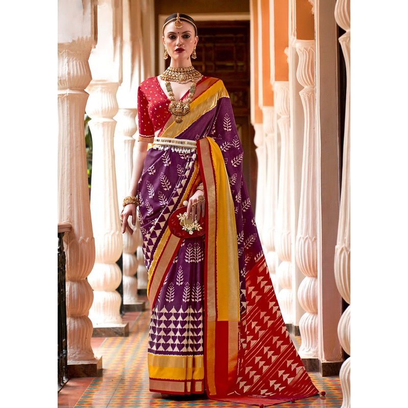 Purple Spun Silk Saree With Blouse Piece - JD986586344