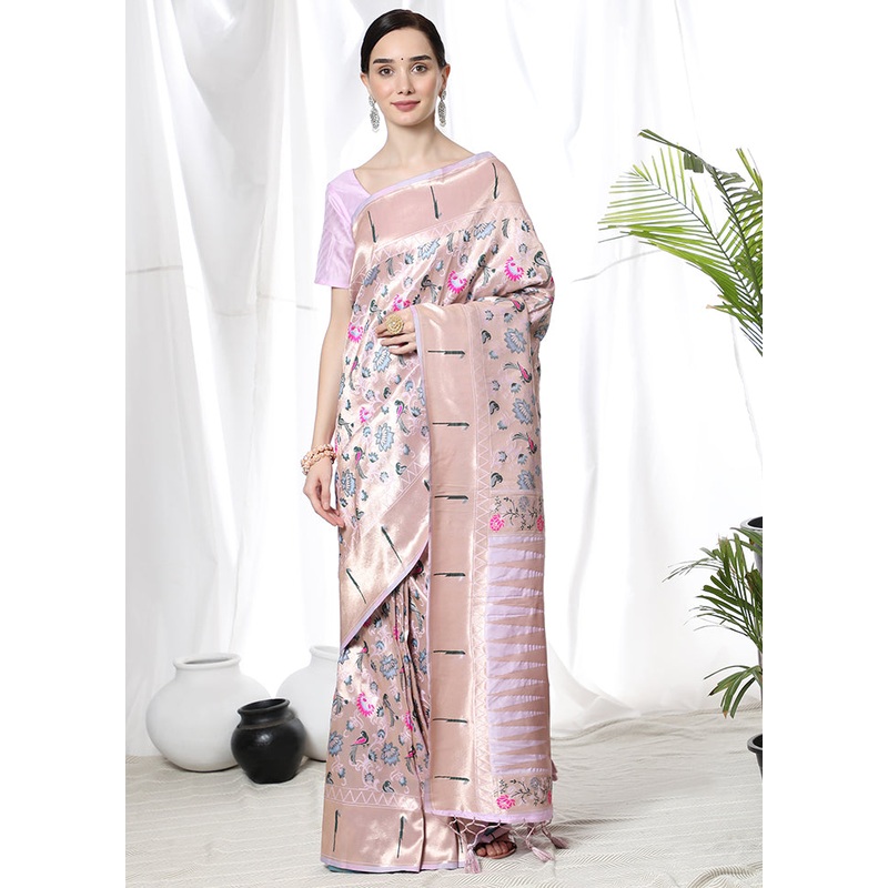 Purple Spun Silk Saree With Blouse Piece - JD986586345
