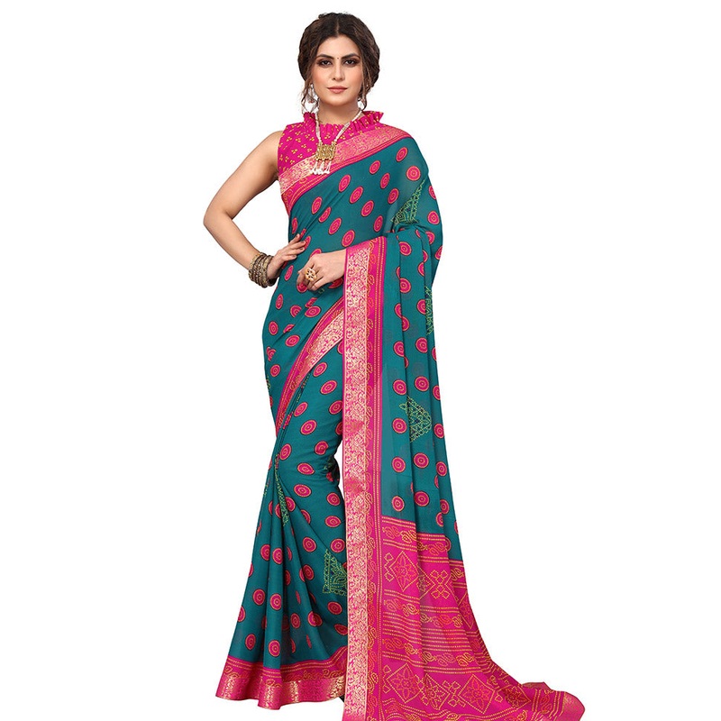 Rama Georgette Saree With Blouse Piece - JD986586328