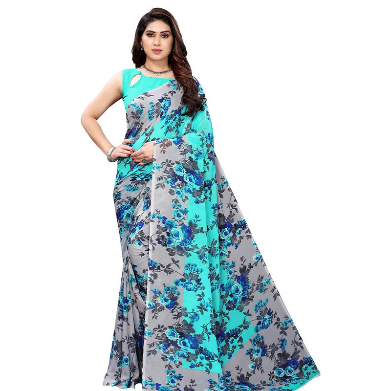 Rama Georgette Saree With Blouse Piece - JD986586329