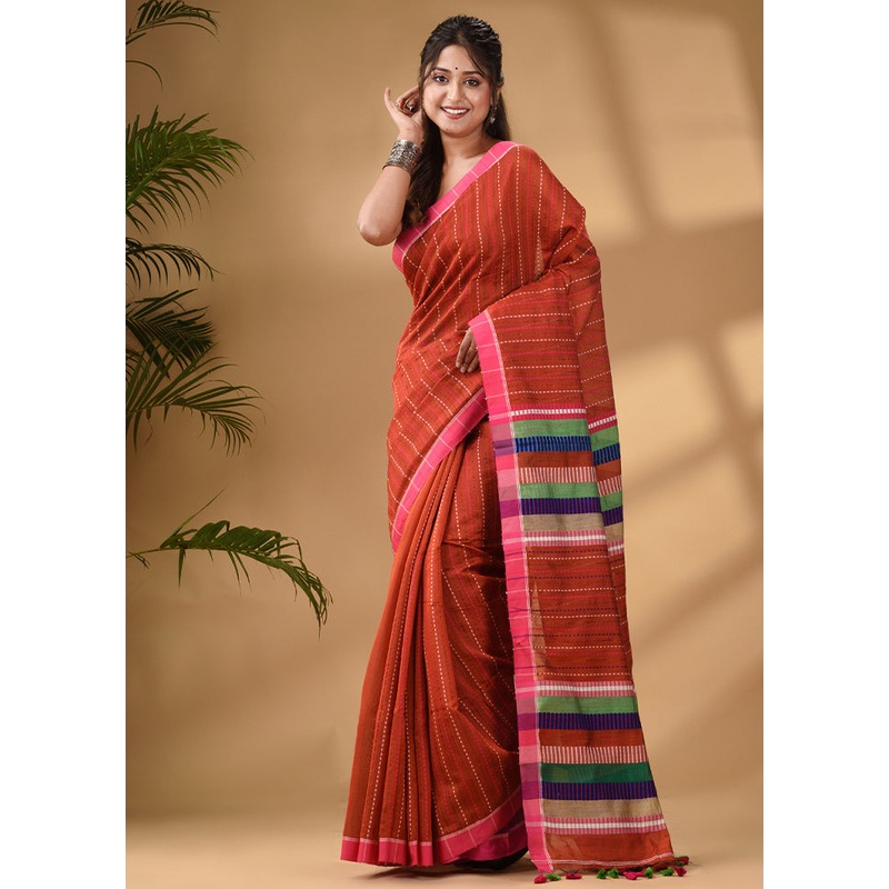 Red Dupion Silk Saree With Blouse Piece - JD986586282
