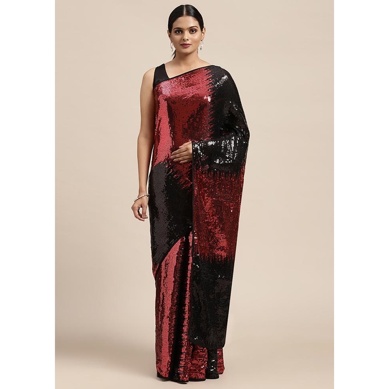 Red Georgette Saree With Blouse Piece - JD986586254