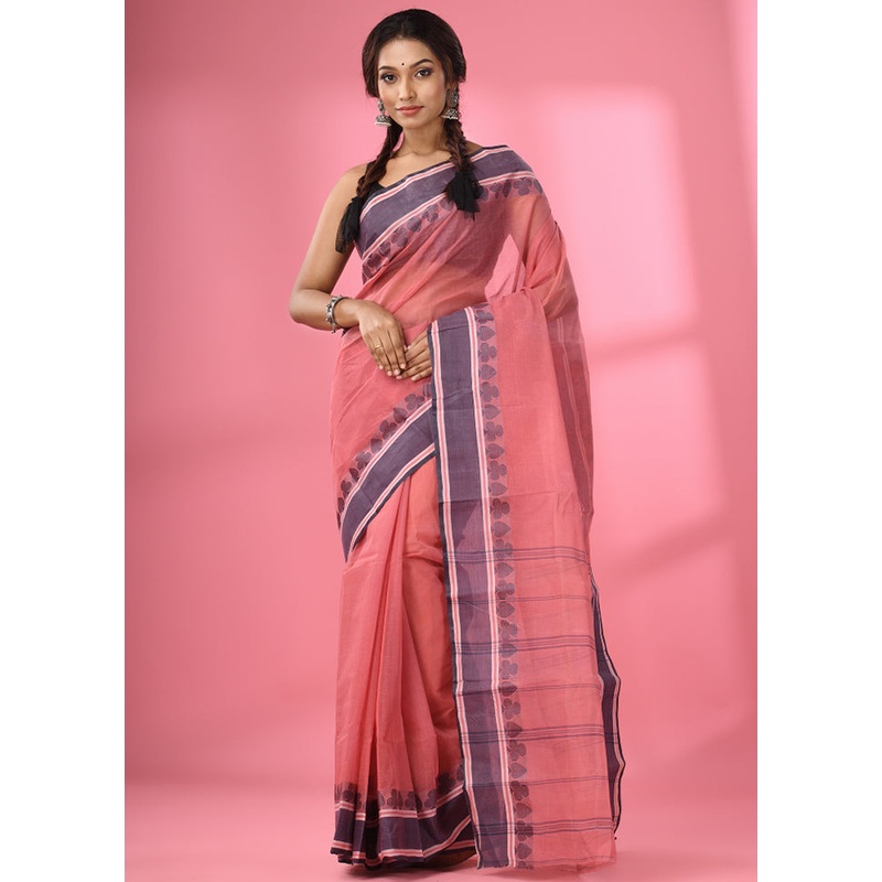 Rust Pure Cotton Saree With Blouse Piece - JD986586164