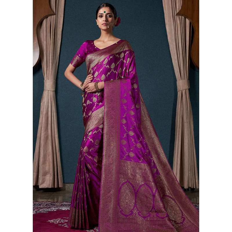 Wine Dupion Silk Saree With Blouse Piece - JD986585910