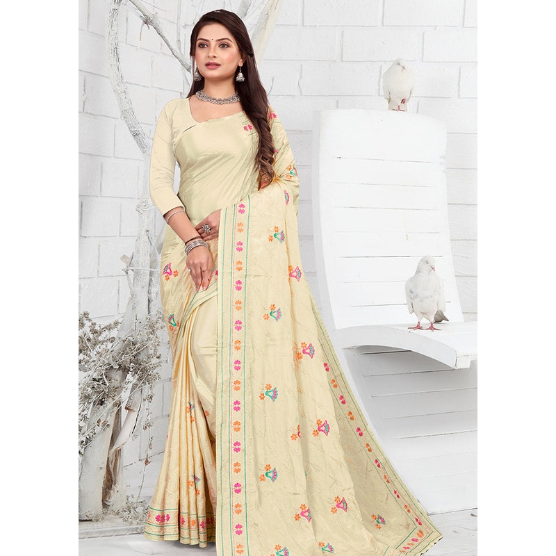Yellow Georgette Saree With Blouse Piece - JD986585834