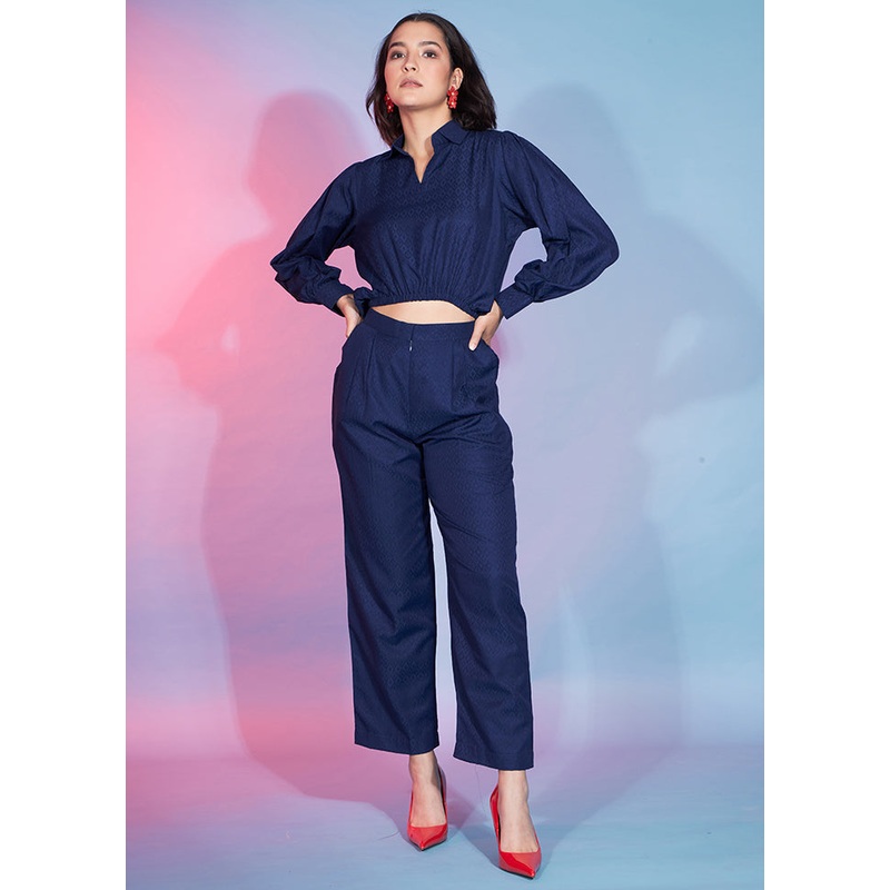 2 Pc Navy Blue Readymade Viscose Kurti Set - JD986585766
