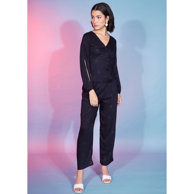 2 Pc Navy Blue Readymade Viscose Kurti Set - JD986585767