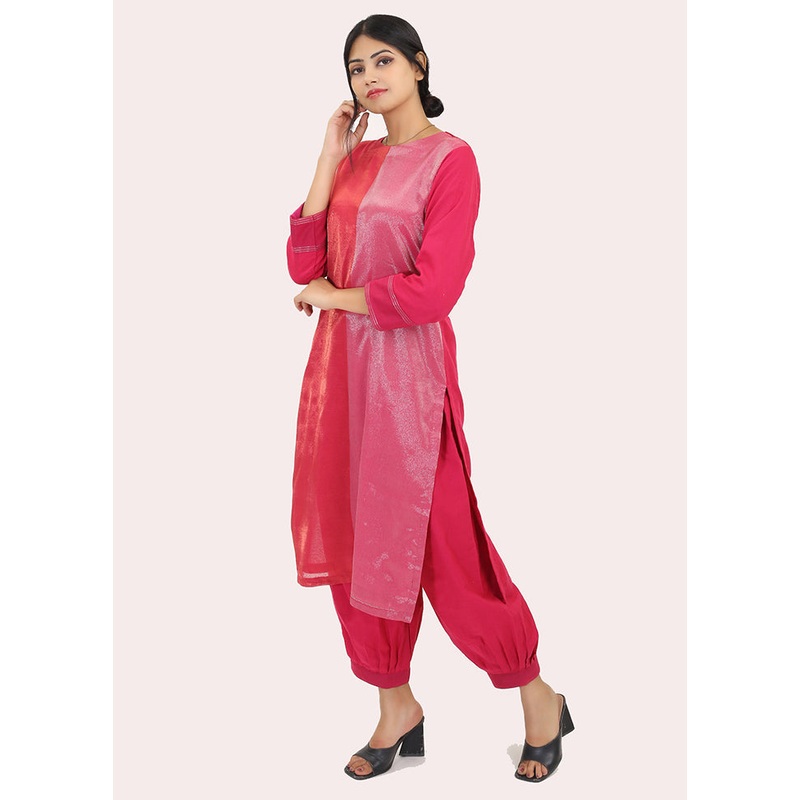2 Pc Pink Pure Readymade Cotton Kurti Set - JD986585760