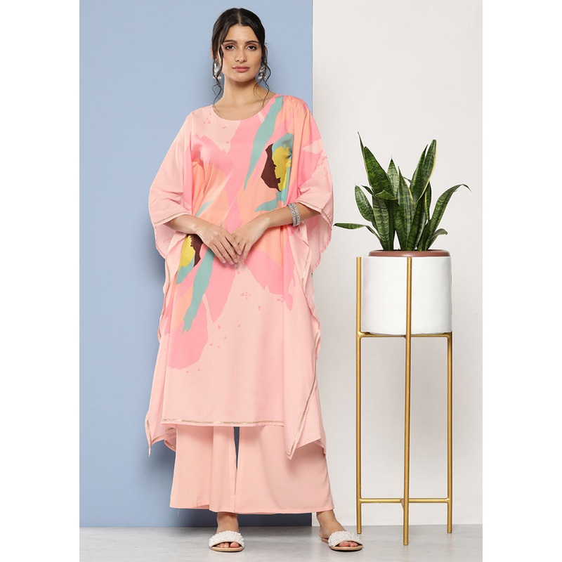 2 Pc Pink Readymade Silk Kurti Set - JD986585739