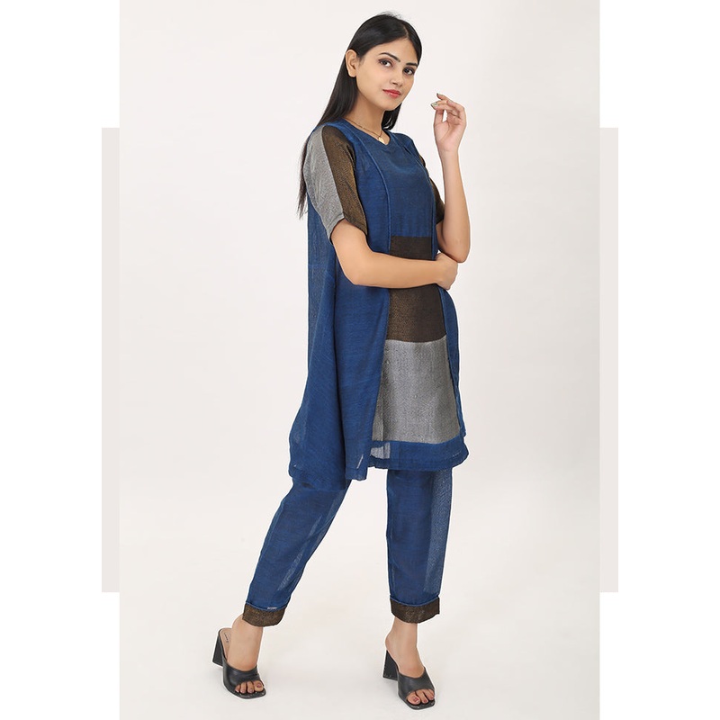 2 Pc Teal Pure Readymade Cotton Kurti Set - JD986585719
