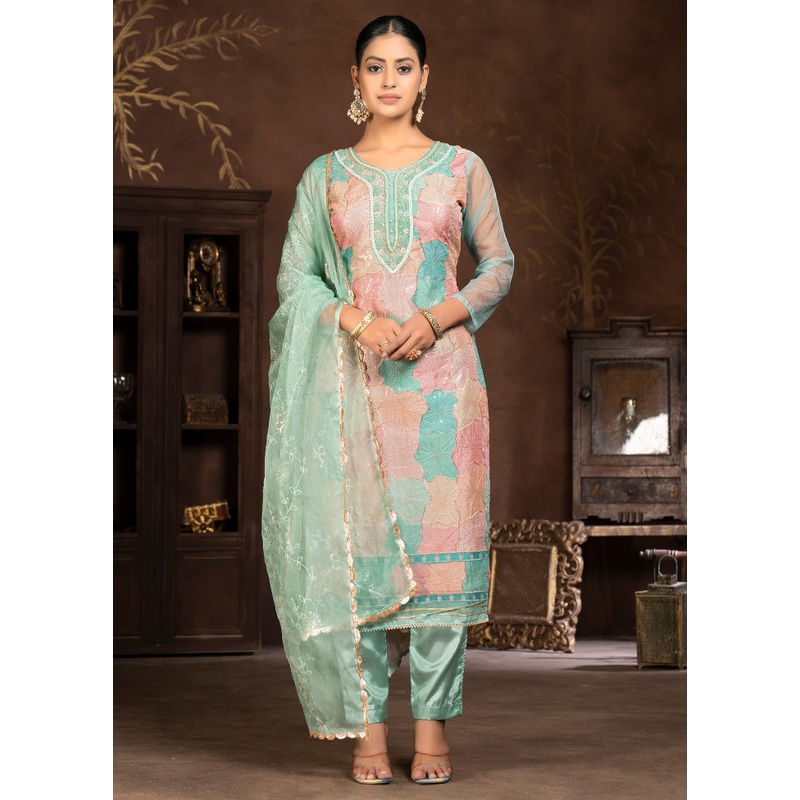 3 Pc Blue Unstitched Net Suit Set - JD986585662