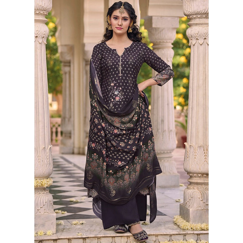 3 Pc Brown Unstitched Cotton Suit Set - JD986585653