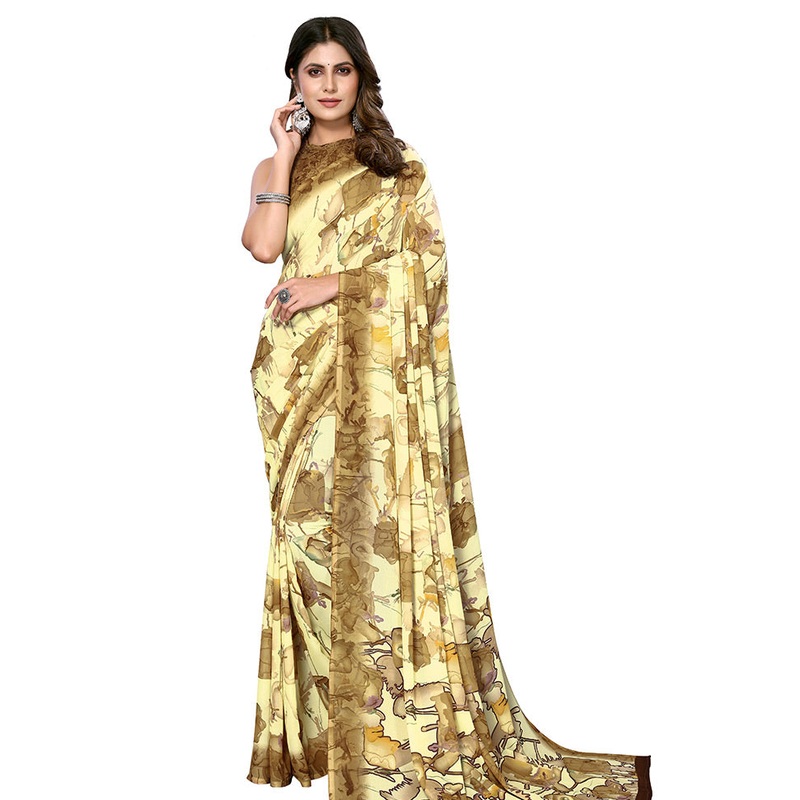 Yellow Silk Saree With Blouse Piece - JD986585788