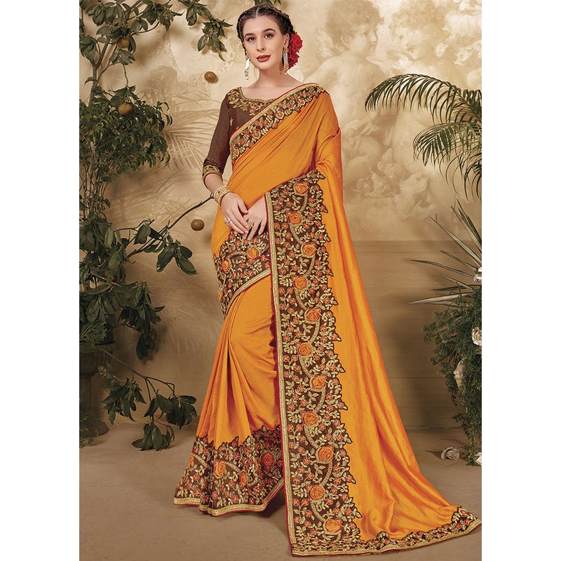 Yellow Silk Saree With Blouse Piece - JD986585790