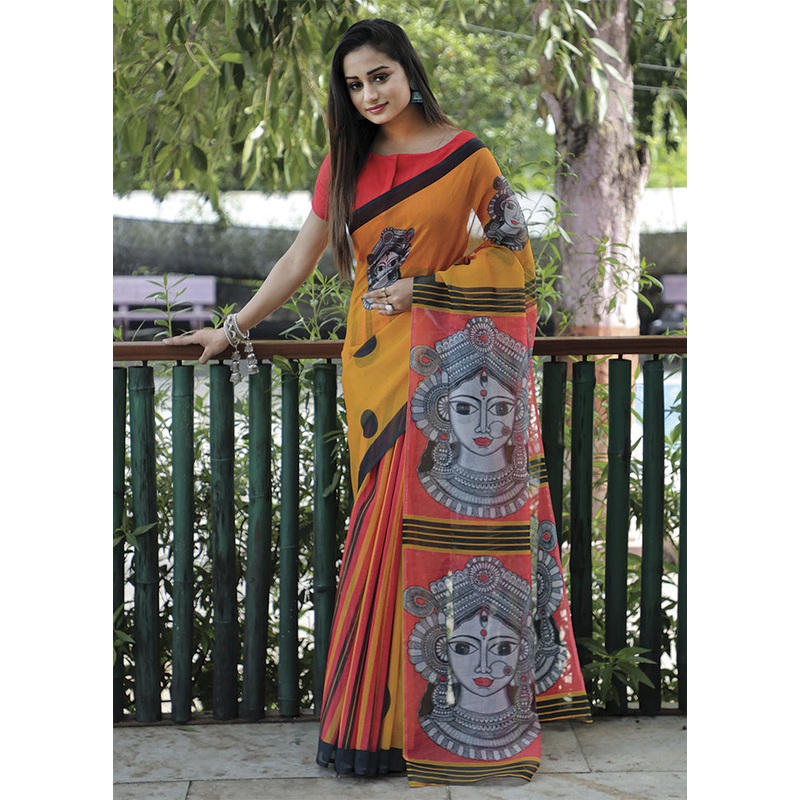 Yellow Silk Saree With Blouse Piece - JD986585795