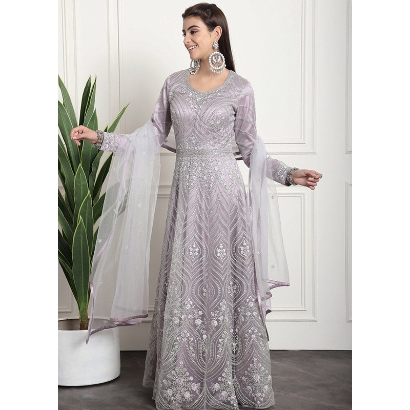 3 Pc Purple Unstitched Net Suit Set - JD986585437