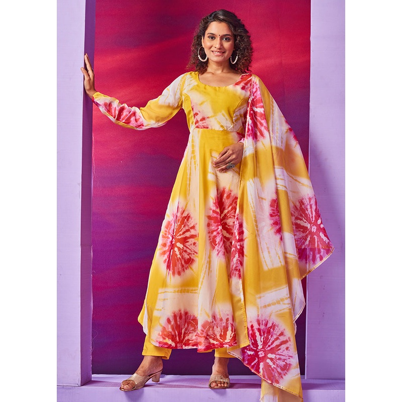 3 Pc Yellow Readymade Net Suit Set - JD986585360
