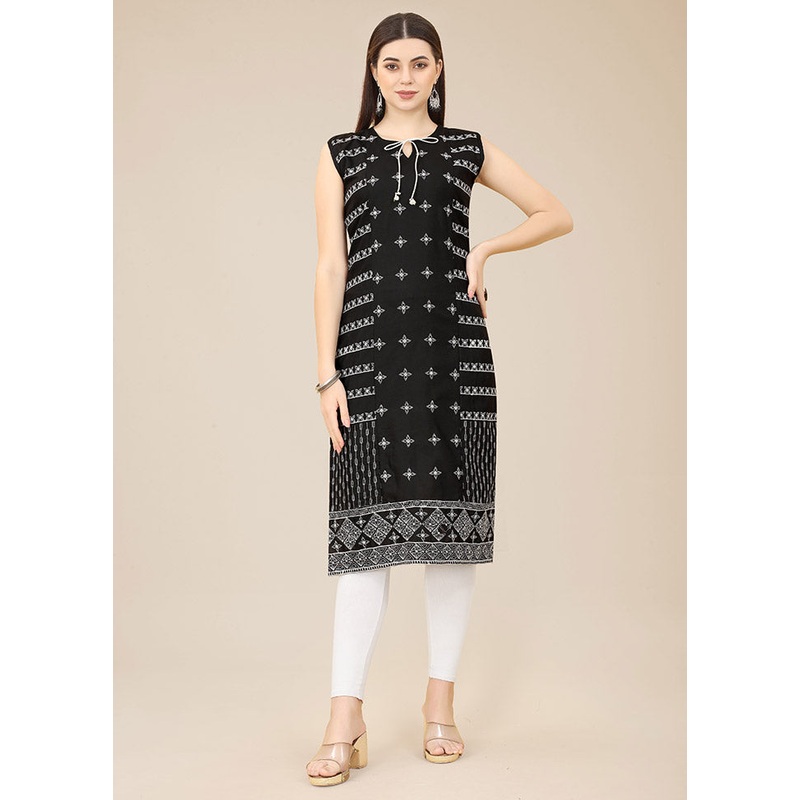 Black Readymade Cotton Kurti - JD986585230