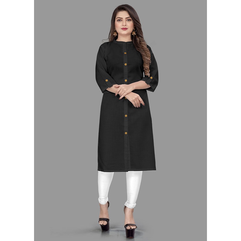 Black Readymade Cotton Kurti - JD986585342