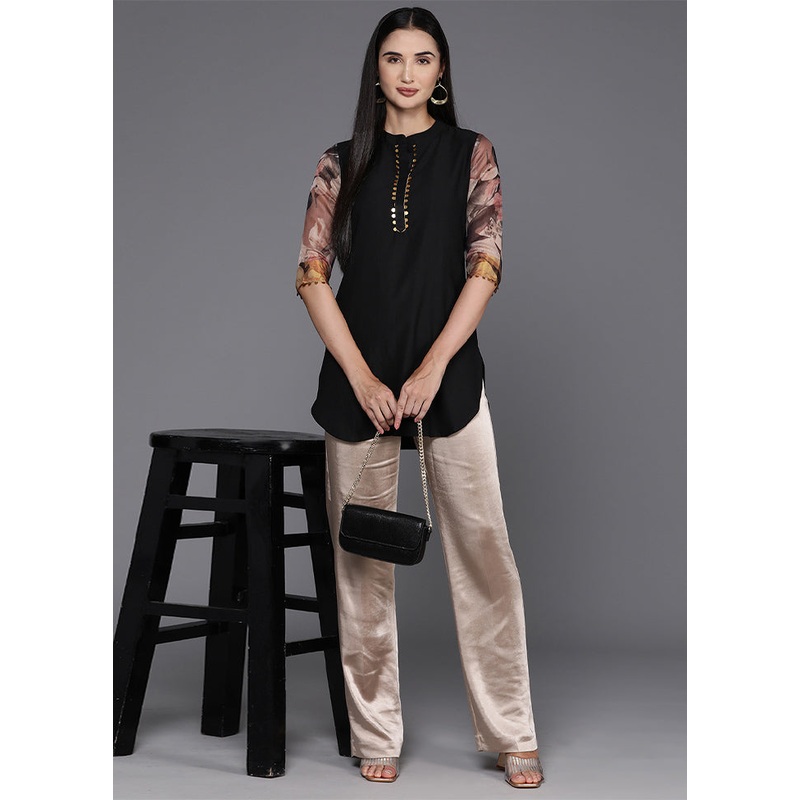 Black Readymade Polyester Tunic - JD986585320