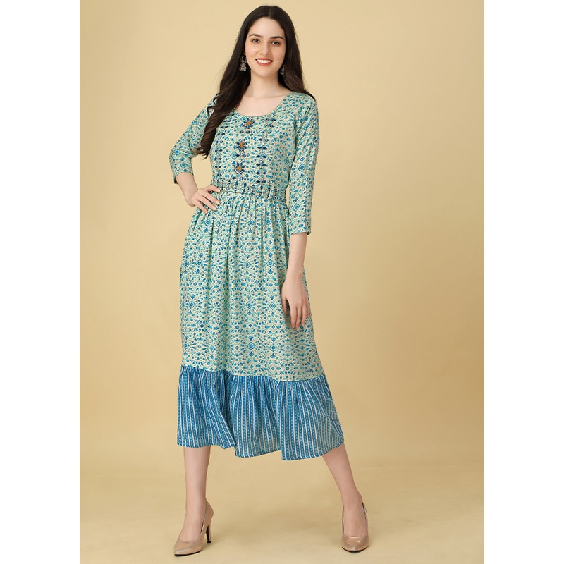 Blue Readymade Rayon Kurti - JD986585260