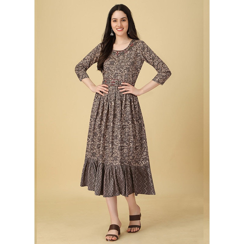 Grey Readymade Rayon Kurti - JD986585257