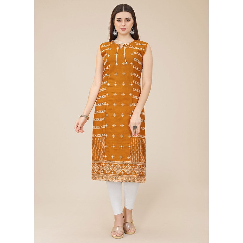 Mustard Readymade Cotton Kurti - JD986585227