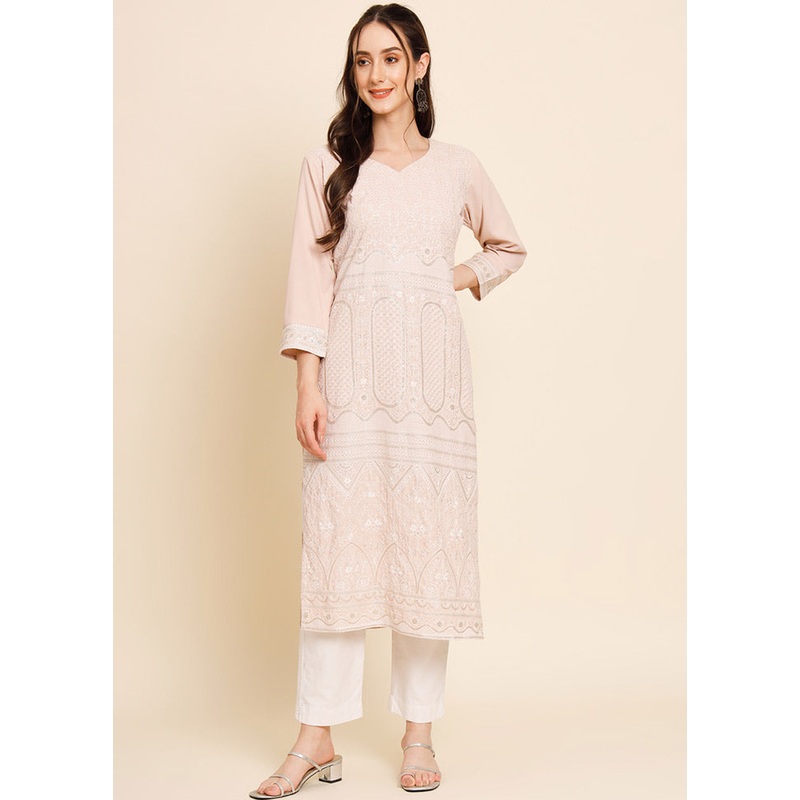 Peach Readymade Crepe Kurti - JD986585239