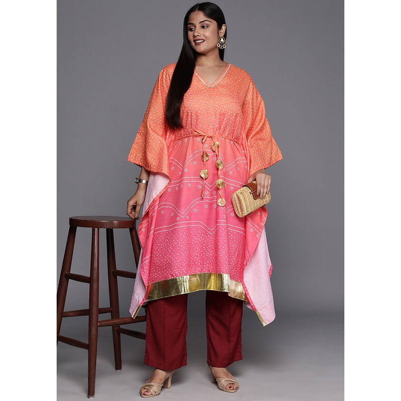 Pink Readymade Cotton Kaftan - JD986585268