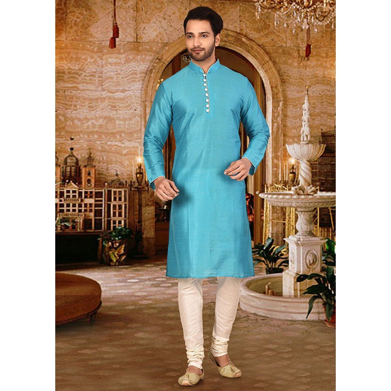 2 Pc Firoza Silk Kurta And Pajama Set - JD986585107