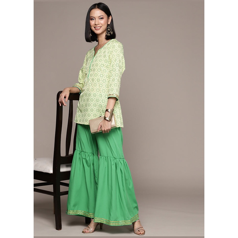 2 Pc Yellow Readymade Silk Kurti Set - JD986585224